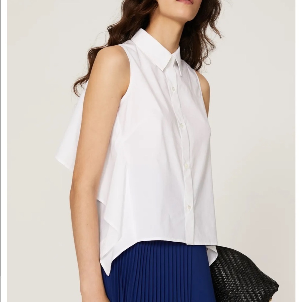 Peter Som White Ruffle Button Front Tank Top - image 3